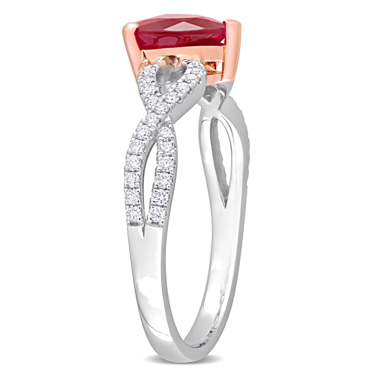 1 3/4 CT TGW Ruby and 1/4 CT TW Diamond Heart Infinity Ring in 14K
2-Tone White and Rose Gold