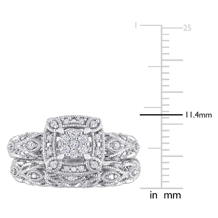 1/5 CT TW Diamond Vintage Bridal Set in Sterling Silver