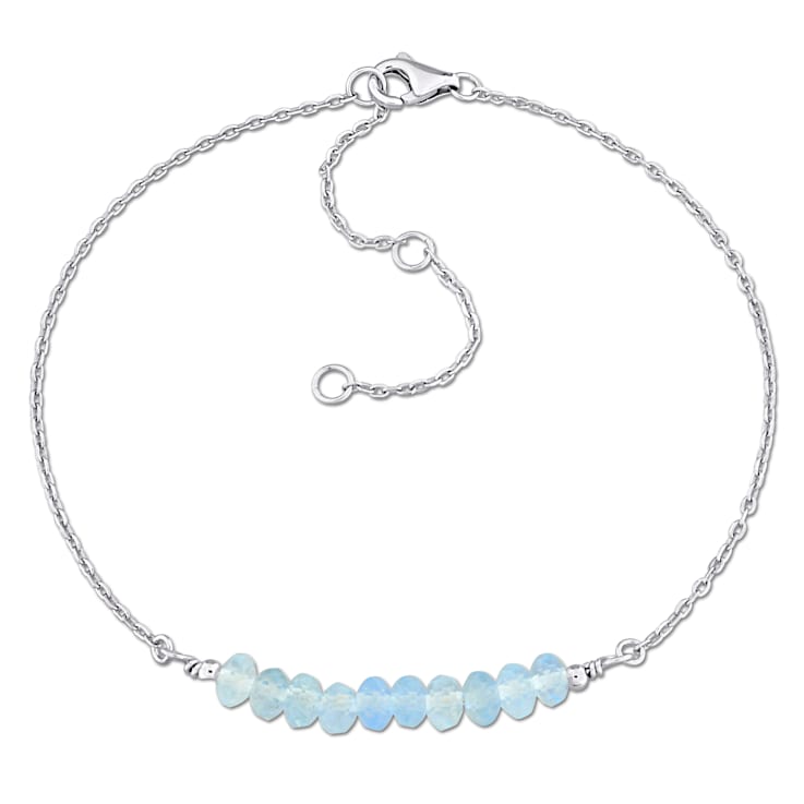 1 1/2 CT TGW Aquamarine Bead Bracelet in Sterling Silver