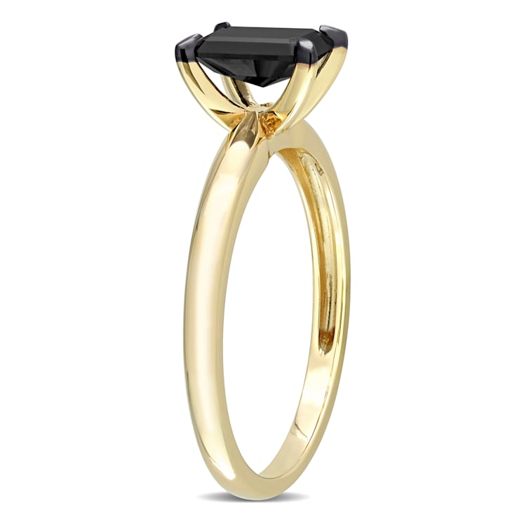 1 ct Black Diamond Solitaire Engagement Ring in 14K Yellow Gold