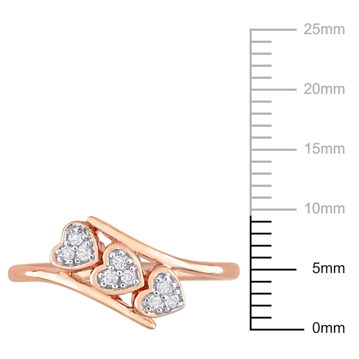 1/10ctw Diamond Triple Heart Bypass Promise Ring in 18K Rose Gold Over
Sterling Silver