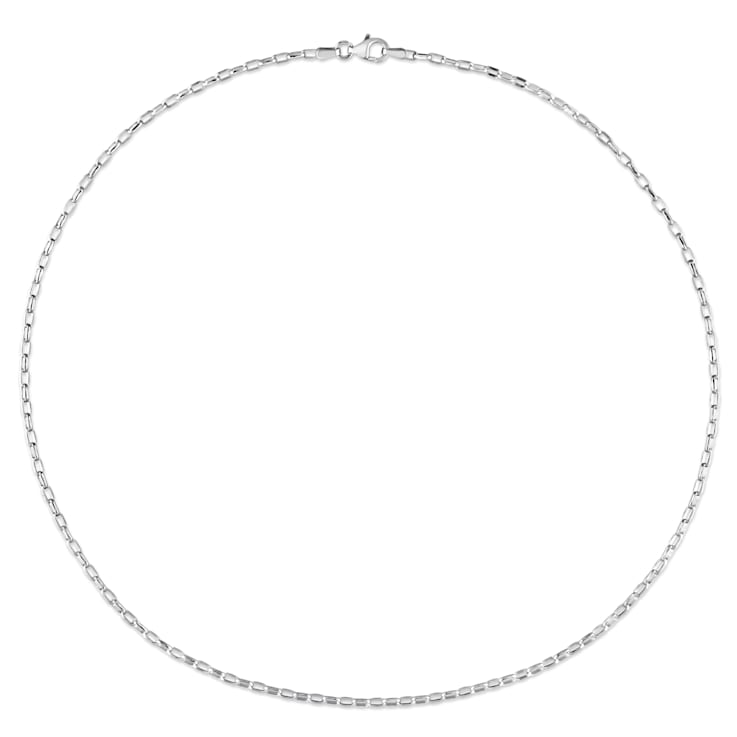 Fancy Rectangular Rolo Chain Necklace in Sterling Silver