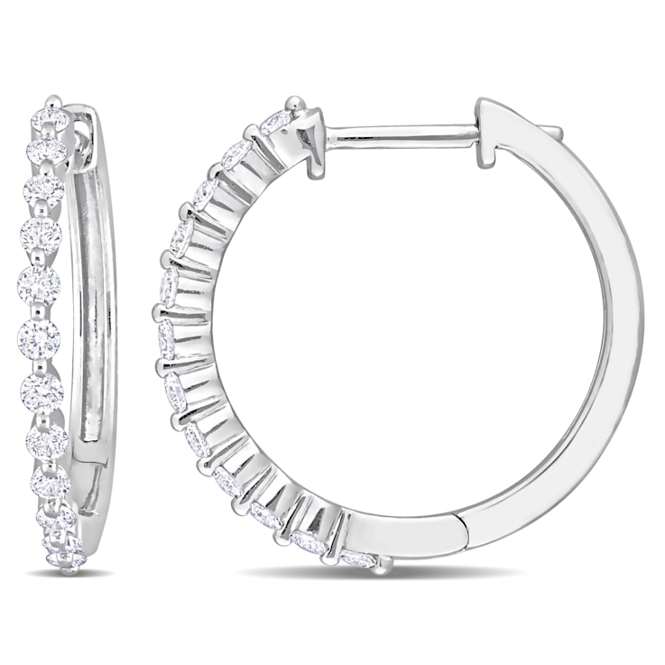 1/2 CT TW Diamond Hoop Earrings in Platinum