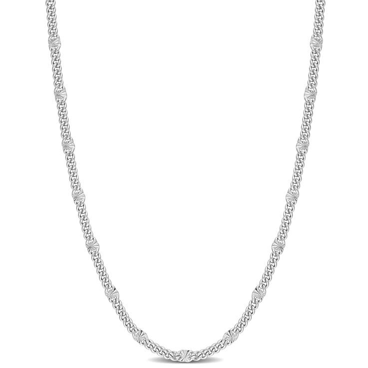 Fancy Curb Link Necklace in Sterling Silver