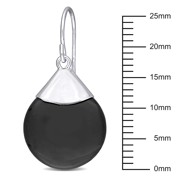 14 1/2 CT TGW Onyx Hook Earrings in Sterling Silver