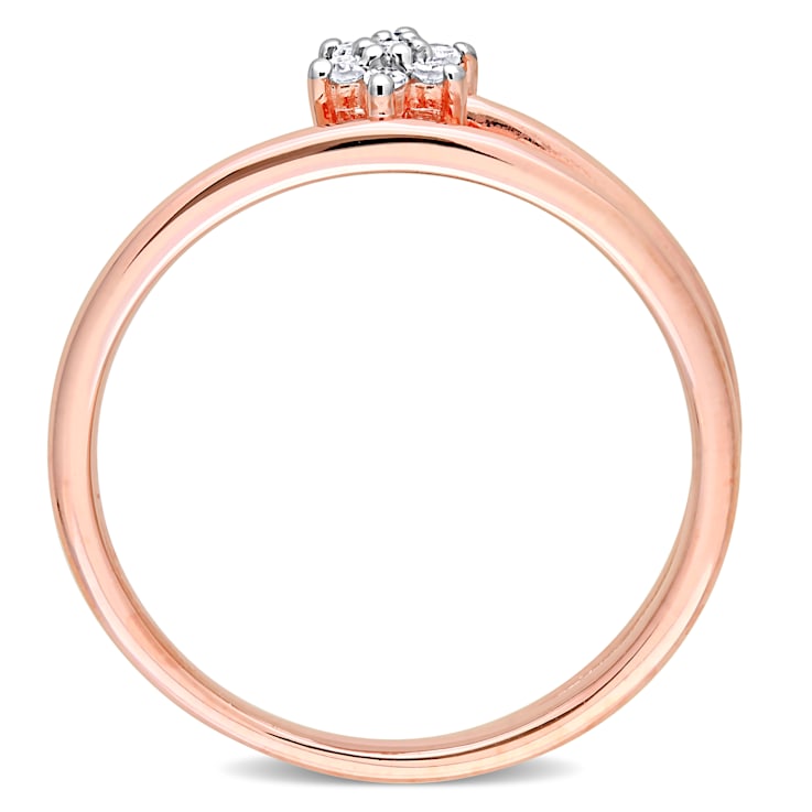 Diamond Accent Floral Promise Ring in 18K Rose Gold Over Sterling Silver