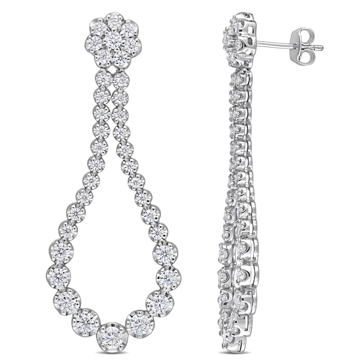 2 3/4 CT DEW Created Moissanite Open Pear Shape Dangle Earrings in
Sterling Silver