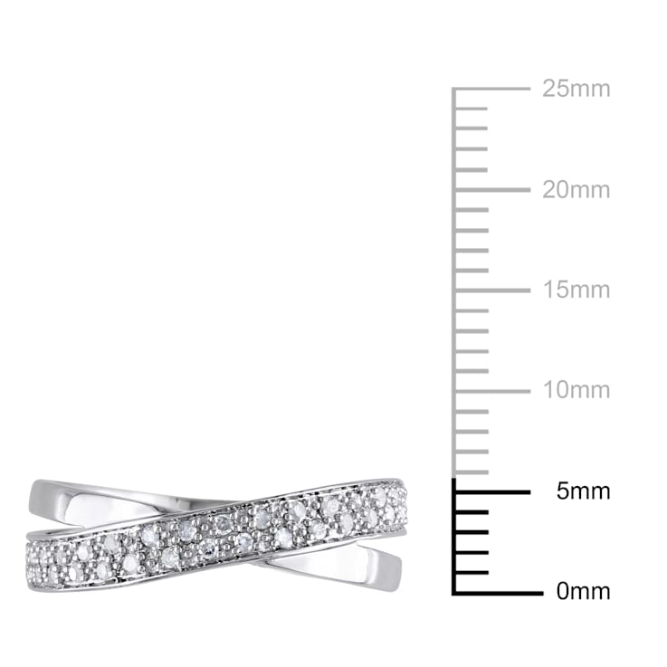 1/6 CT TW Diamond Crossover Ring in Sterling Silver