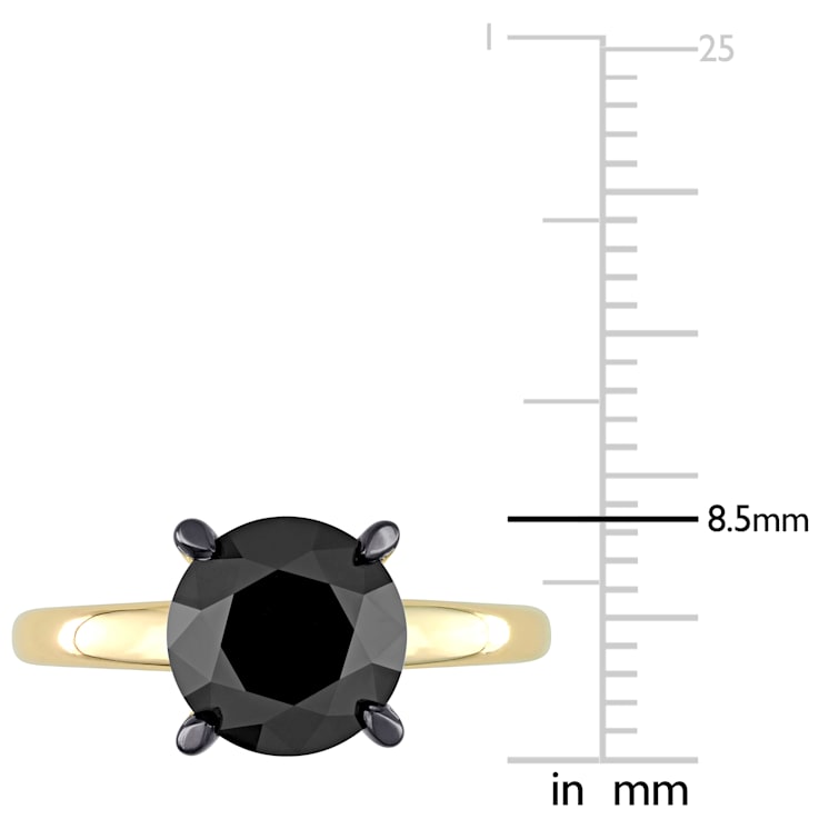 3 ct Black Diamond Solitaire Engagement Ring in 14K Yellow Gold
