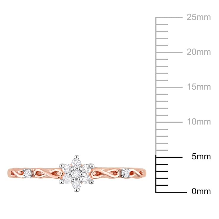 1/10ctw Diamond Floral Promise Ring in 18K Rose Gold Over Sterling Silver