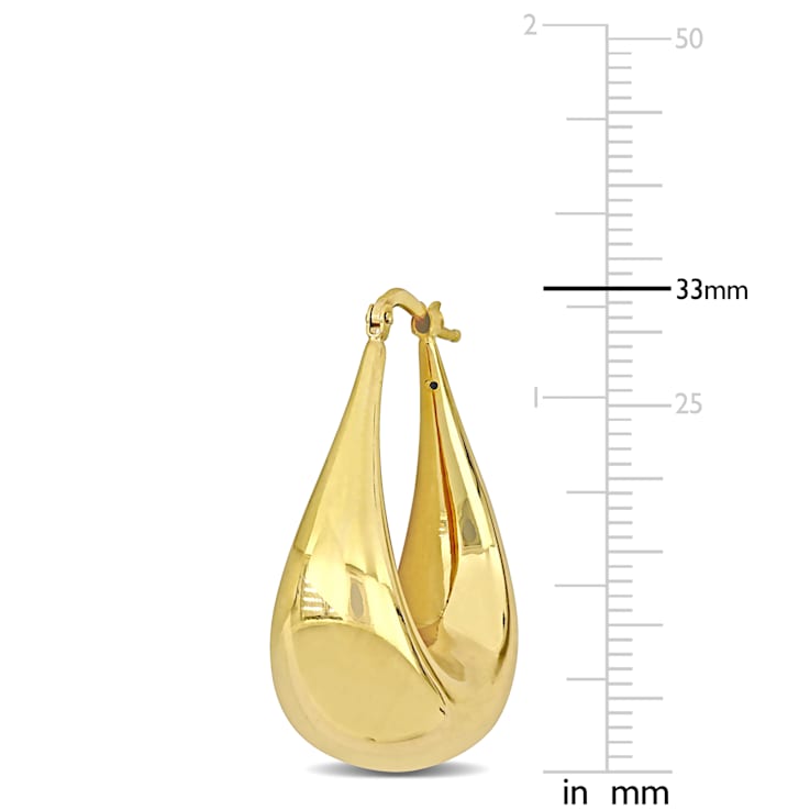 33mm Teardrop Hoop Earrings in 14k Gold