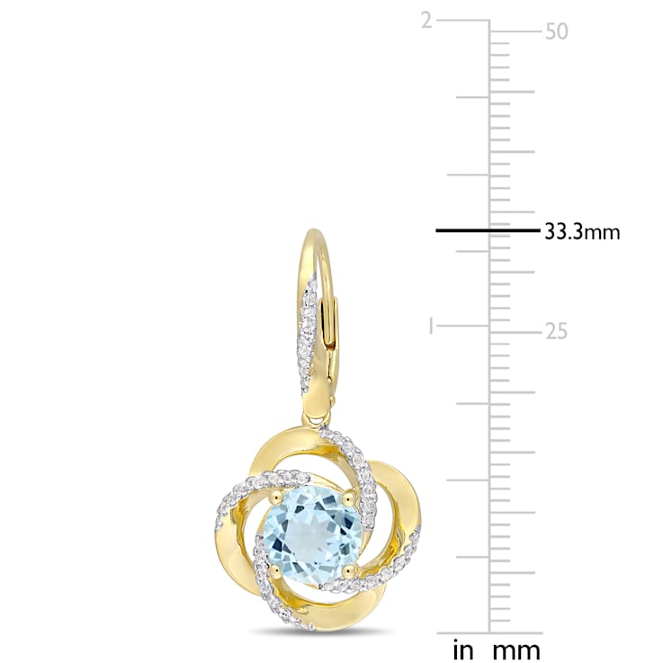 5 1/4 CT TGW Sky Blue Topaz and White Topaz Floral Earrings in Yellow
Plated Sterling Silver