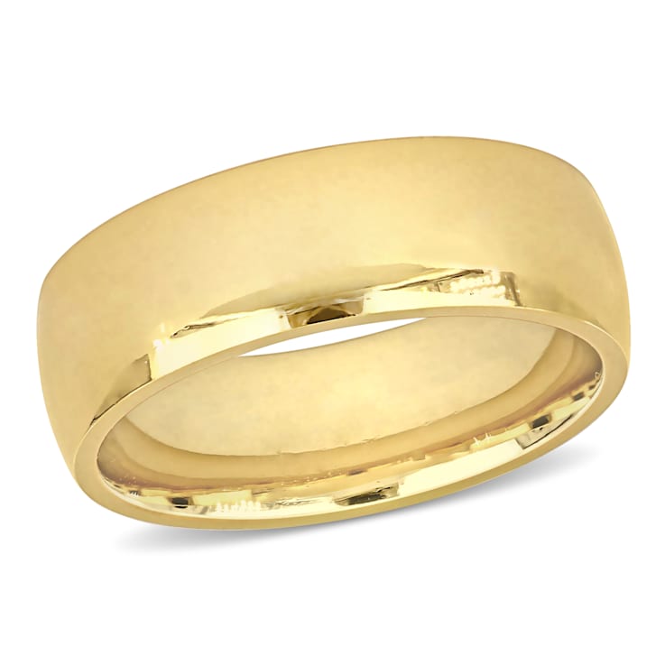 Men's 7.5mm Polished Finish Comfort Fit Wedding Band in 14K Yellow Gold