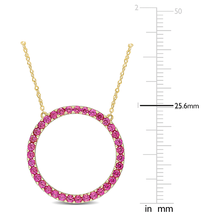 1 3/4 CT TGW Created Ruby Open Circle Pendant with Chain in 10K Yellow Gold