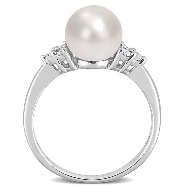8-8.5MM Freshwater Cultured Pearl and 1/8 CT TW Diamond  Ring in
Sterling Silver