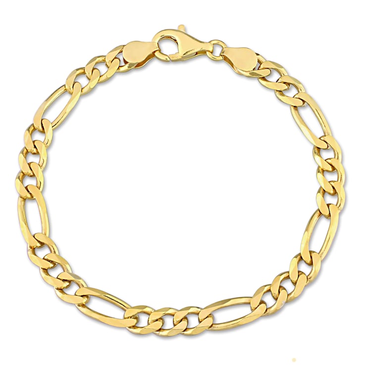 585 14k Yellow Gold Figaro Link Diamond Cut Curb Cuff Carve Engrave Bracelet  6” chemeducation.ar-raniry.ac.id