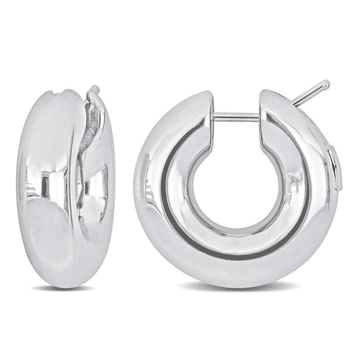 21mm Polished Hollow Hoop Earrings in 14k Gold
