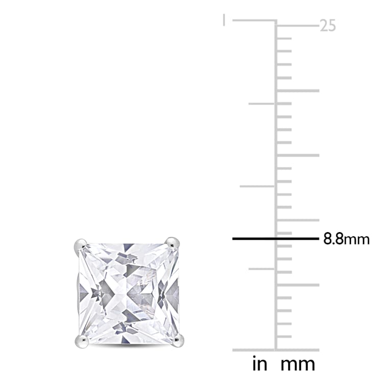 6 1/8 CT TGW Square Created White Sapphire Stud Earrings in Sterling Silver