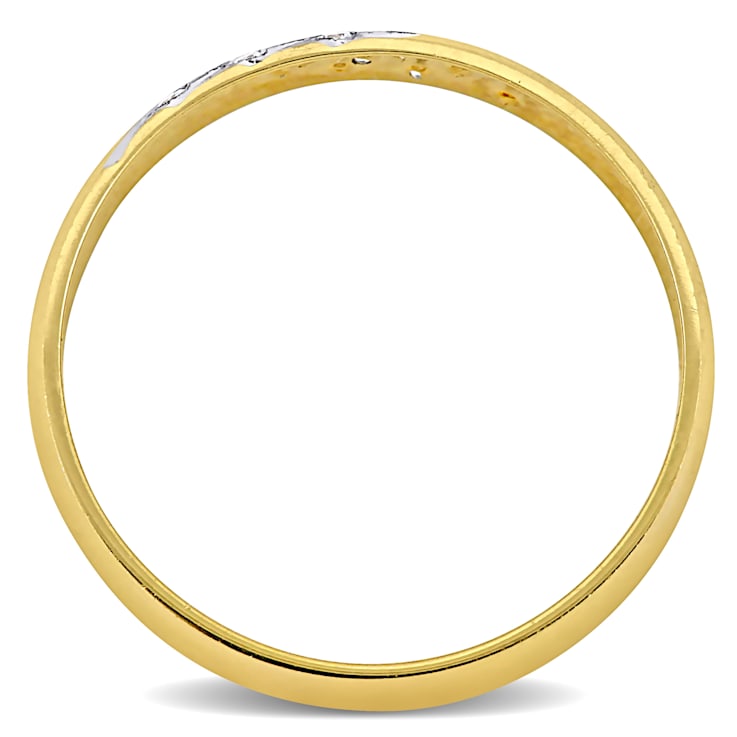 Men's 6mm Cubic Zirconia Matte Wedding Band in 10K Yellow Gold