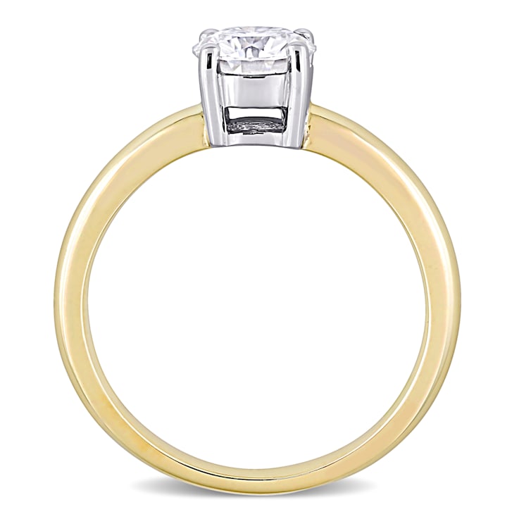 3/4 CT DEW Created Moissanite Solitaire Engagement Ring 14K Yellow Gold