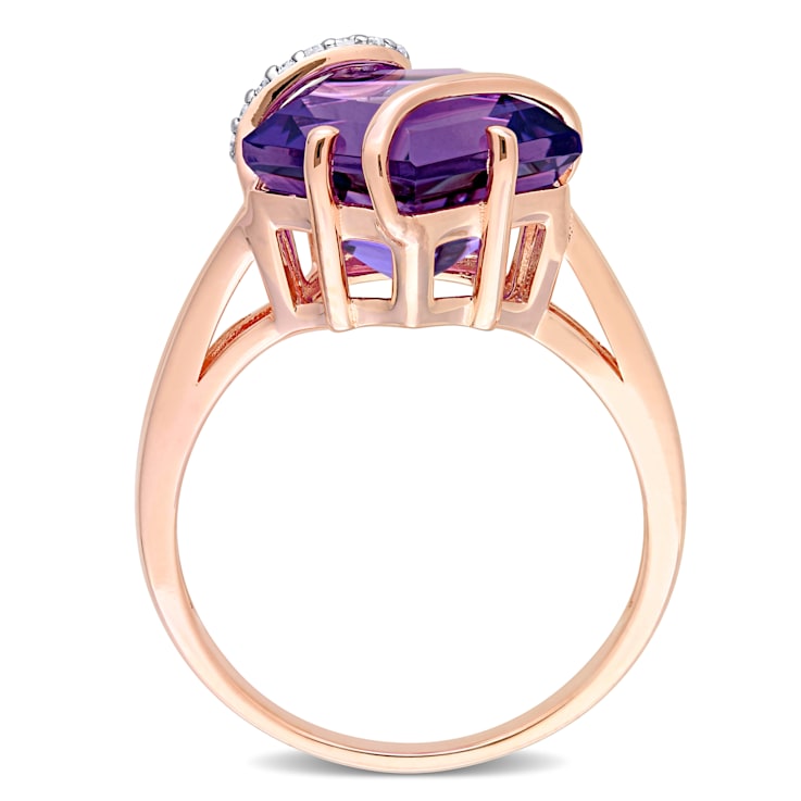 6 CT TGW Amethyst and Diamon Accent Wrapped Ring in Rose Plated Sterling Silver