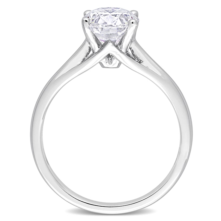 2 CT DEW Created Moissanite Solitaire Engagement Ring in 14K White Gold