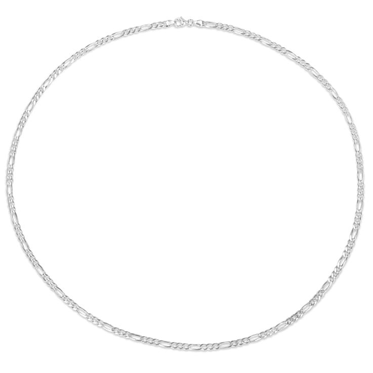3.8mm Figaro Chain Necklace in Sterling Silver, 24 in