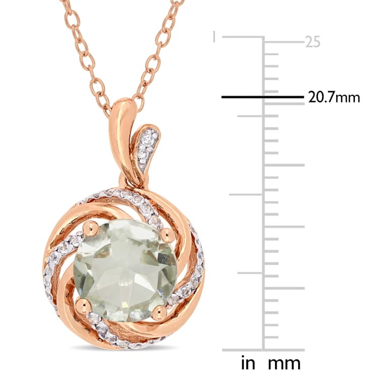 1 7/8 CT TGW Multi-Gemstones and Diamond Accent Pendant with Chain in
Rose Plated Sterling Silver