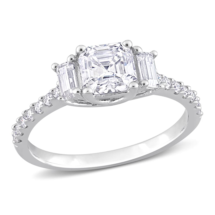 1 1/4 CT DEW Created Moissanite 3-Stone Ring in Sterling Silver