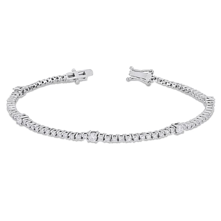 2 CT TGW Created Moissanite Station Bracelet in Sterling Silver