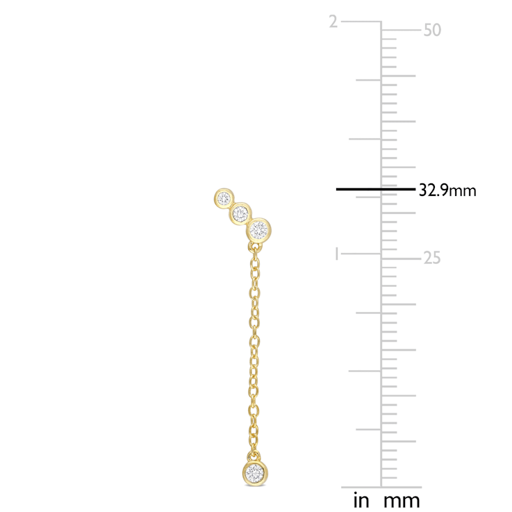 1/5 CT TGW Lab Grown Diamond Dangle Earrings iin 18K Yellow Gold Plated
Sterling Silver