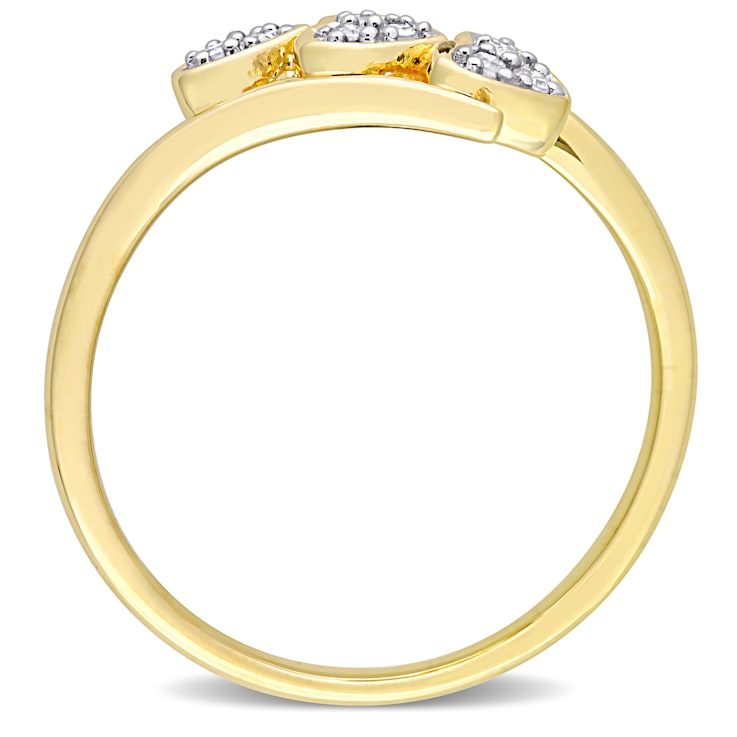 1/10ctw Diamond Triple Heart Bypass Promise Ring in 18K Yellow Gold Over
Sterling Silver