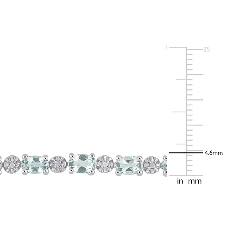 7 1/5 CT TGW Aquamarine and Diamond Accent Tennis Bracelet in Sterling Silver