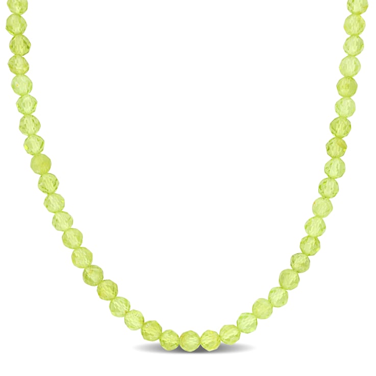 11 1/3ctw Peridot Beaded Necklace in Yellow Plated Sterling Silver