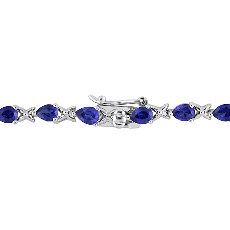 5 1/3 CT TGW Created Blue Sapphire X Link Bracelet in Sterling Silver