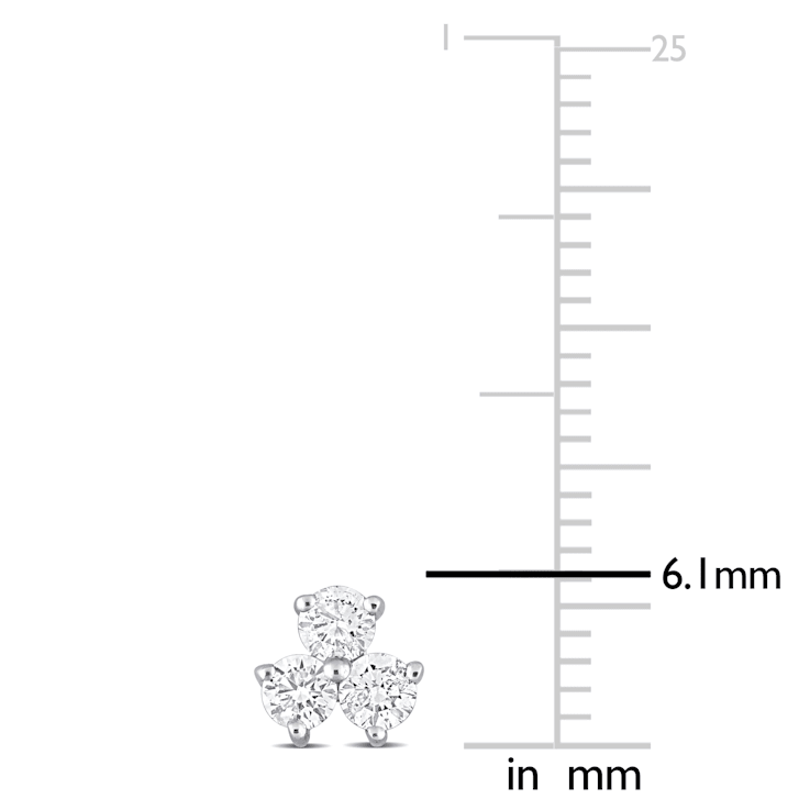 5/8 CT TW Diamond 3-Stone Stud Earrings in Platinum