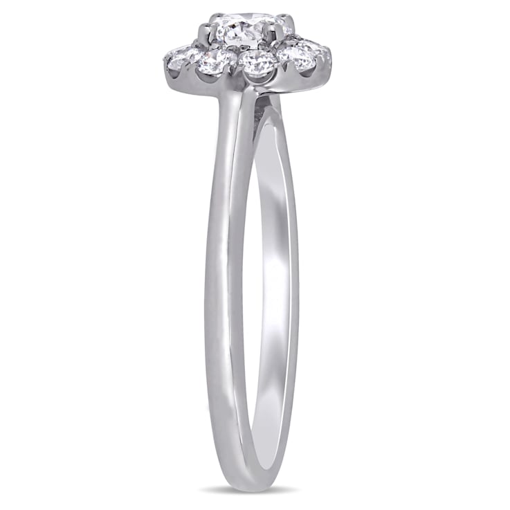 3/4 CT TGW Lab Grown Diamond Halo Engagement Ring in 14K White Gold