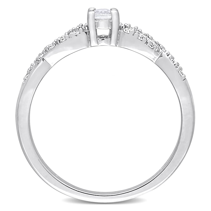 1/4 CT TGW Created White Sapphire and 1/10 CT TW Diamond Infinity
Engagement Ring in Sterling Silver