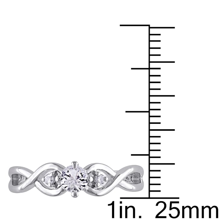 1/3 CT TGW Created White Sapphire and Diamond Accent Infinity Ring in
Sterling Silver