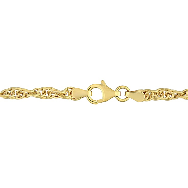 3.7MM Singapore Chain Bracelet in 18K Yellow Gold Over Sterling Silver
