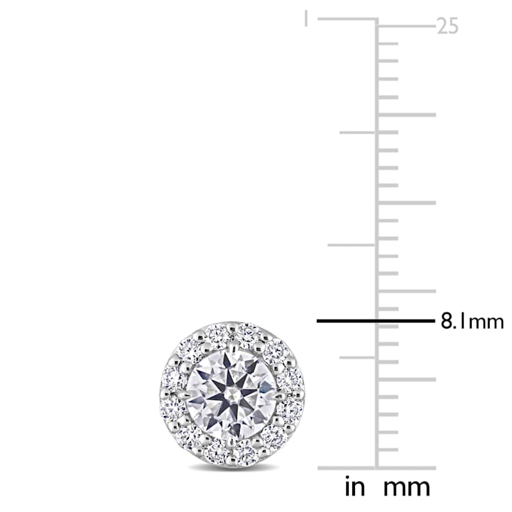 1 1/3 CT DEW Created Moissanite Round Halo Stud Earrings in Sterling Silver