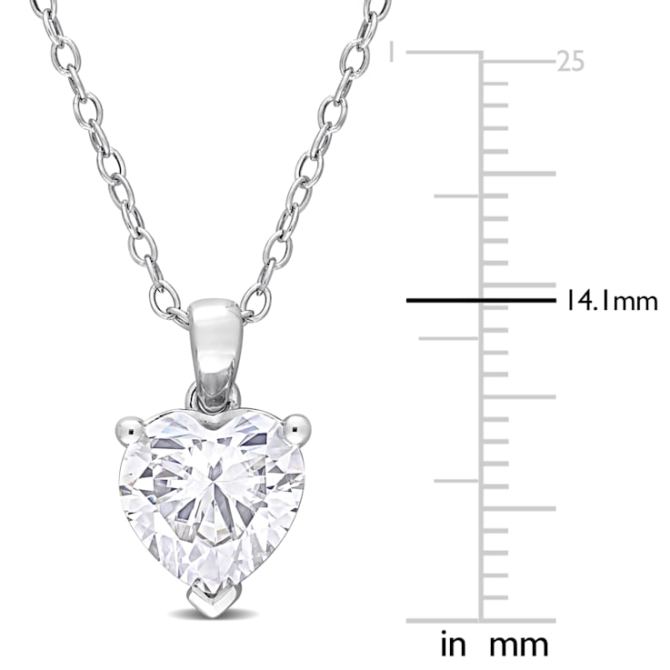 2 CT DEW Created Moissanite Solitaire Pendant with Chain in Sterling Silver