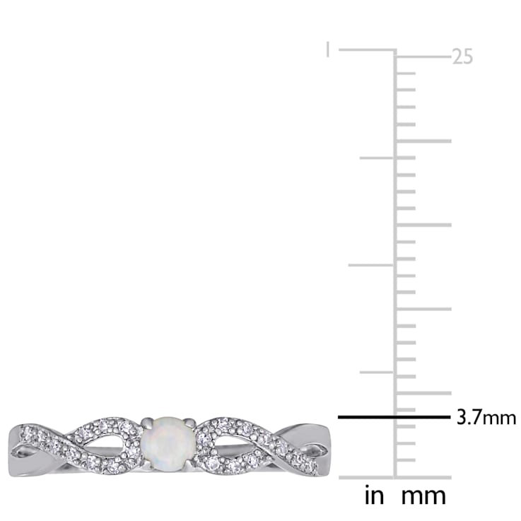 1/10 CT TGW Opal and Diamond Accent Infinity Ring in Sterling Silver