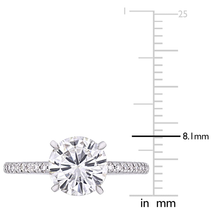 2 CT DEW Created Moissanite and 1/10 CT TW Diamond Engagement Ring in
14K White Gold