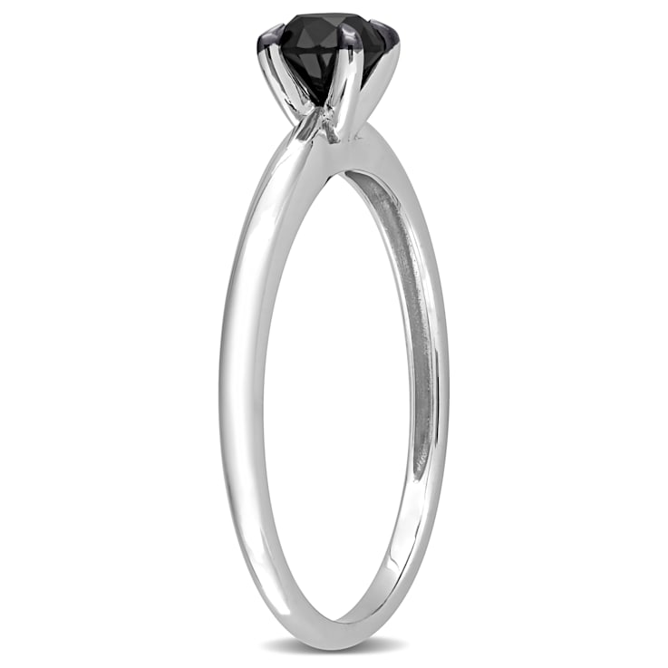 1/2 ct TW Black Diamond Solitaire Engagement Ring in 14K White Gold