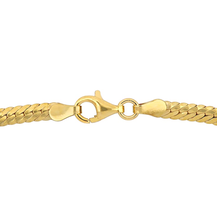 3MM Herringbone Bracelet in 18K Yellow Gold Over Sterling Silver