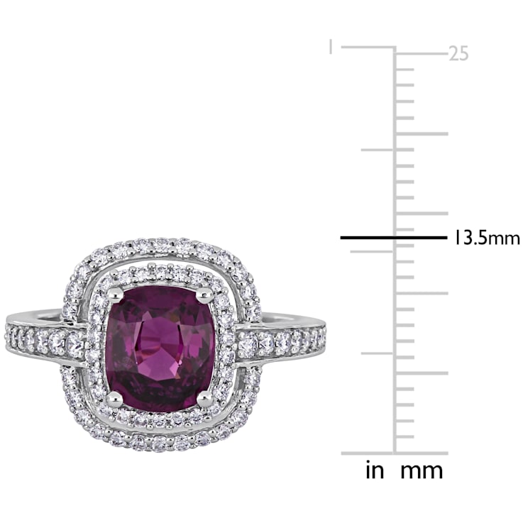 1 4/5 CT TGW Rhodolite, Garnet and 1/2 CT TW Diamond Double Halo Ring in
14K White Gold