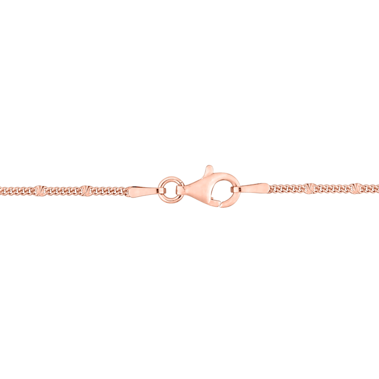 Fancy Curb Link Necklace in Rose Plated Sterling Silver