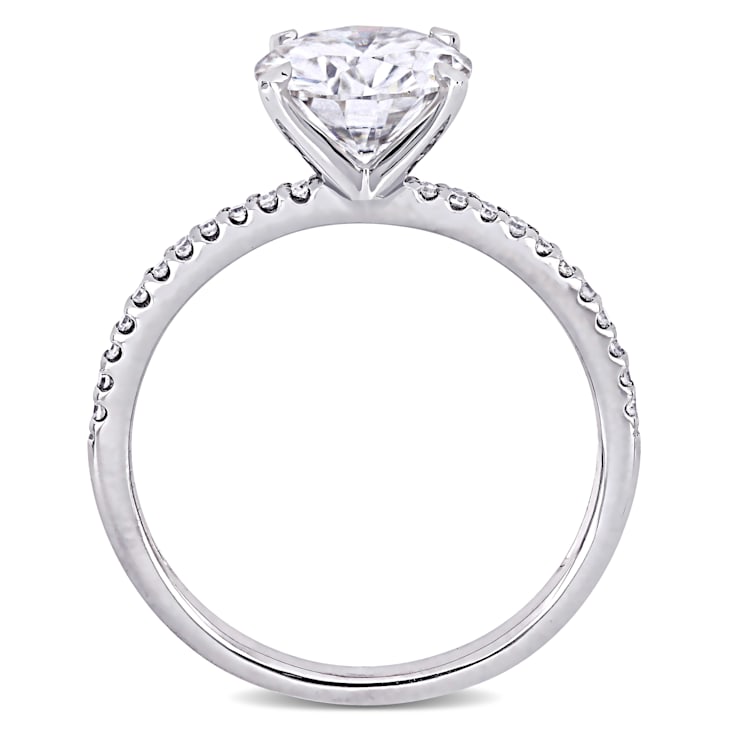 2 CT DEW Created Moissanite and 1/10 CT TW Diamond Engagement Ring in
14K White Gold