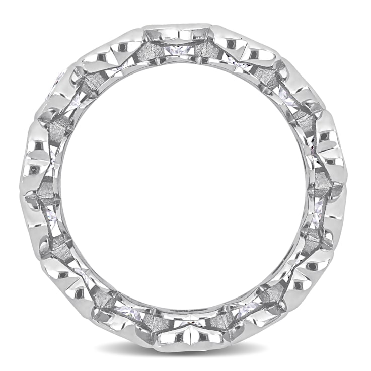 4 CT TGW Cubic Zirconia Heart Eternity Ring in Sterling Silver